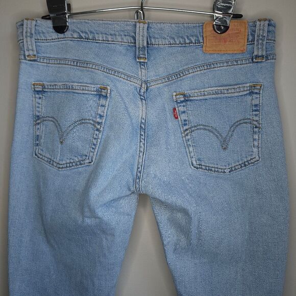 Levi's 513 Slouch Bootcut Jeans Juniors 9 Low Rise Flare Light Wash Raw Hem Y2K - Picture 4 of 11